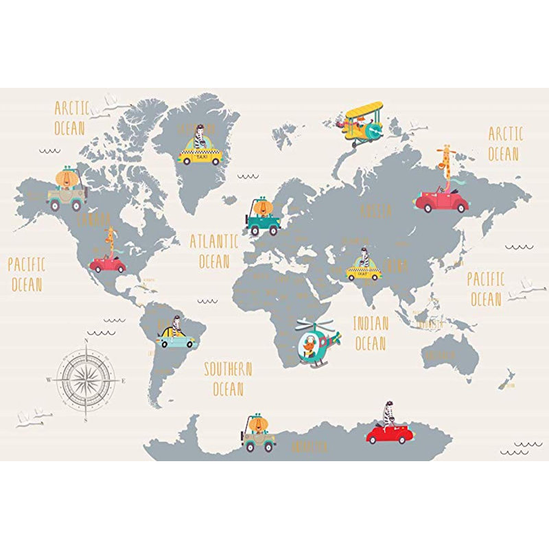 Papier peint animaux aventureux autour du monde, L 112 po x L 75 po