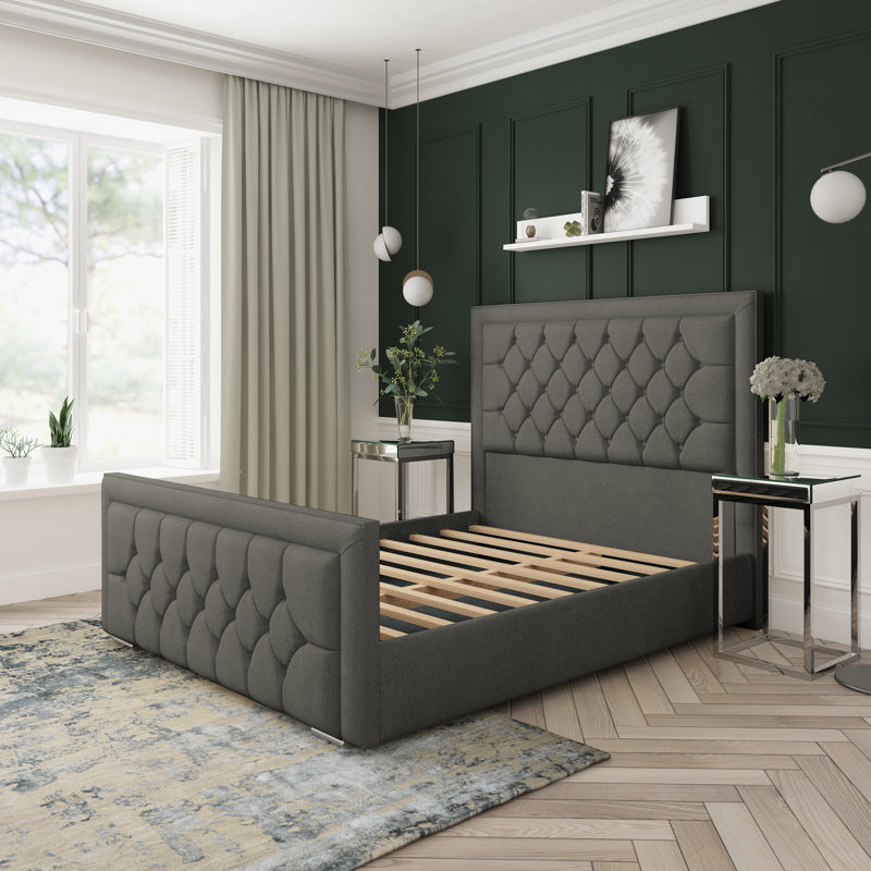 Upholstered Bed, Steel, Small Double (4')