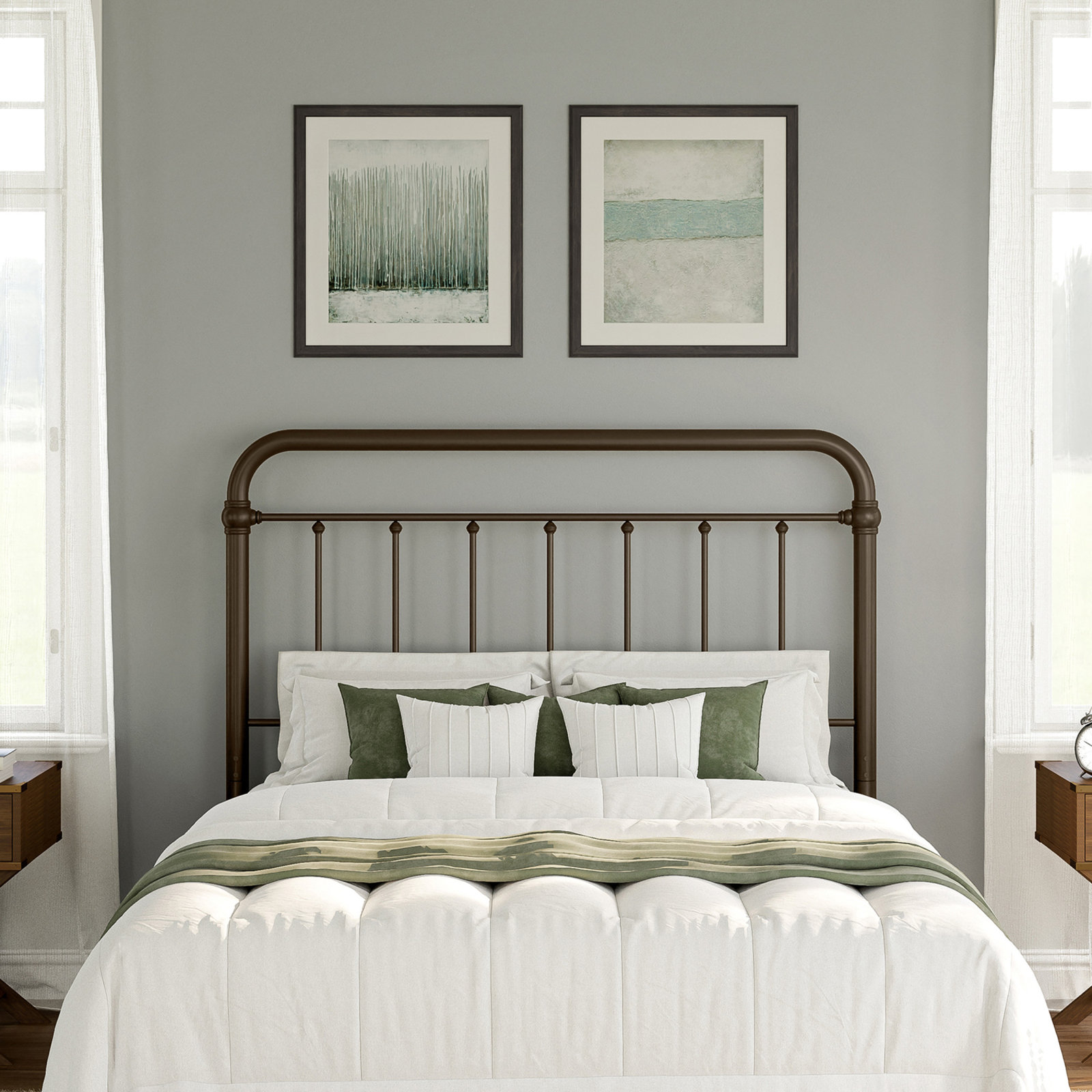 Shumacker Steel Slat Headboard, Full/Queen, Dark Bronze