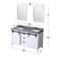 Meuble-lavabo double blanc l 60 po x P 22 po, comptoir en quartz gris, ensemble de robinets et miroirs 24 po