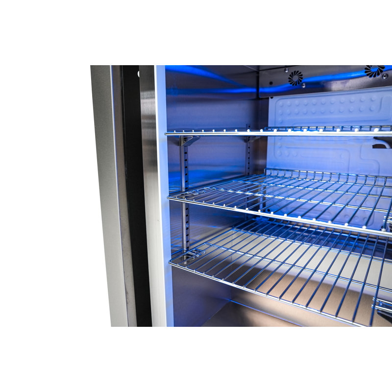 Mont Alpi MASFM-BSS 2.7 Cubic Ft. Black Stainless Steel Outdoor Rated Wine Cooler Lockable Compact Refrigerator Fridge Cabinet Module with Granite Countertop & Blue LED Lighting