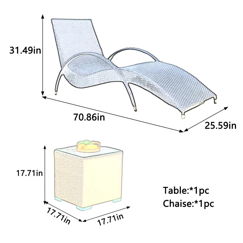 Outdoor Chaise Lounge Outdoor Chaise Lounge Set with Table, White