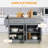 Rolling Kitchen Island With Storage, Portable Kitchen Cart With Stainless Steel Top, 2 Drawers, Spice, Knife And Towel Rack And Cabinets-1425925300
