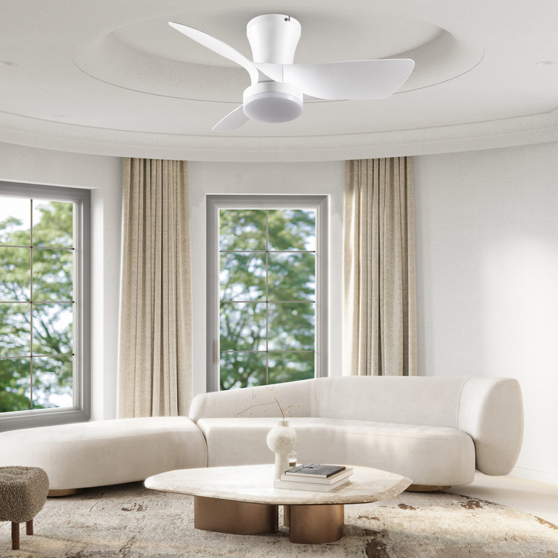 Ventilateur de plafond avec télécommande et lumière DEL, Blanc, 30"