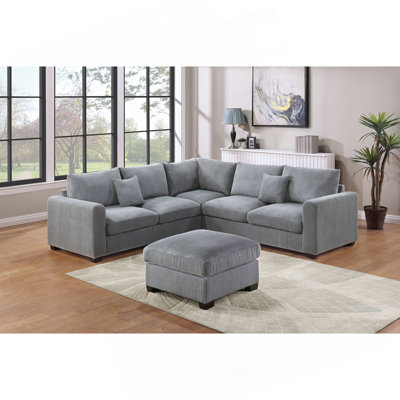 Ensemble modulaire en velours côtelé avec repose-pieds