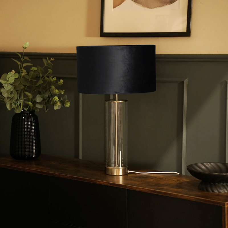 Simonetta Glass Table Lamp, No, Black, Silver