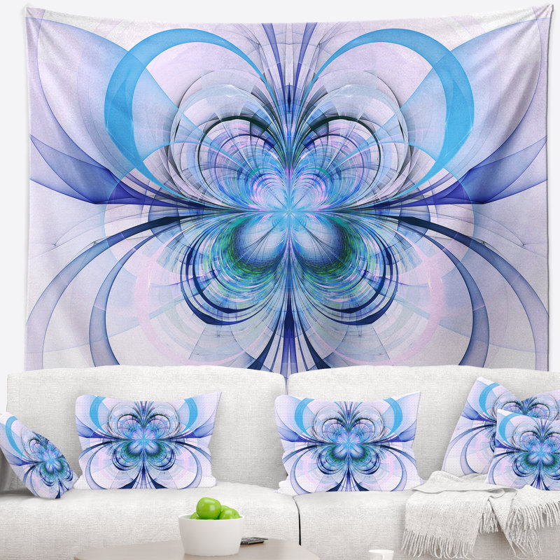 Tapisserie florale à motif floral fractal, H 32 po x l 39 po