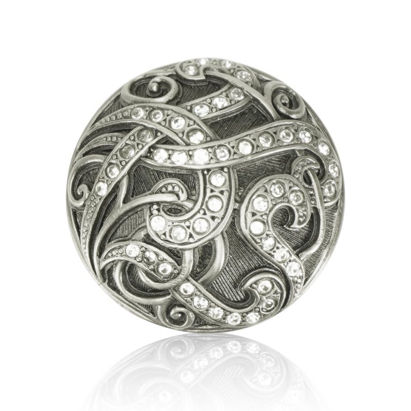 BELMONT KNOB; CLEAR CRYSTAL ANTIQUE NICKEL FINISH