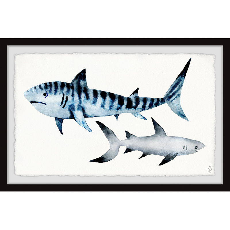 Kendrick Sharks Duo - Single Picture Frame Painting, 41cm H x 61cm W