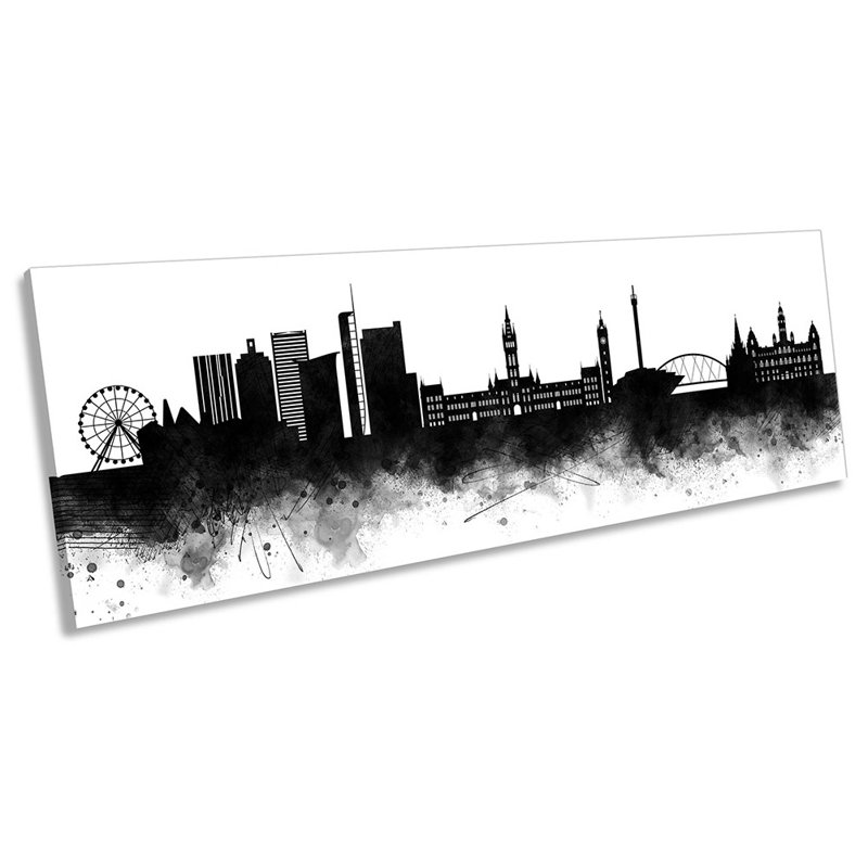 Glasgow Abstract City Skyline - Wrapped Canvas Panoramic Print, 60.96cm H x 182.88cm W