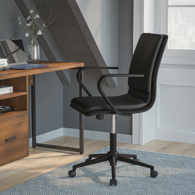 Fauteuil de direction pivotant rembourré à dossier moyen avec accoudoirs