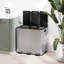 HOMCOM 3 x 15L Triple Kitchen Bin Pedal Bin for Recycling and Waste, Silver Tone