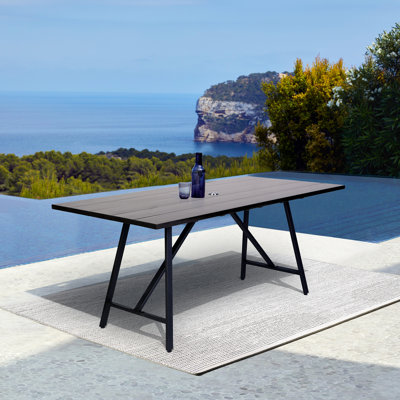 Table de salle à manger d'extérieur rectangulaire en bois d'eucalyptus clair 71 po Avonna