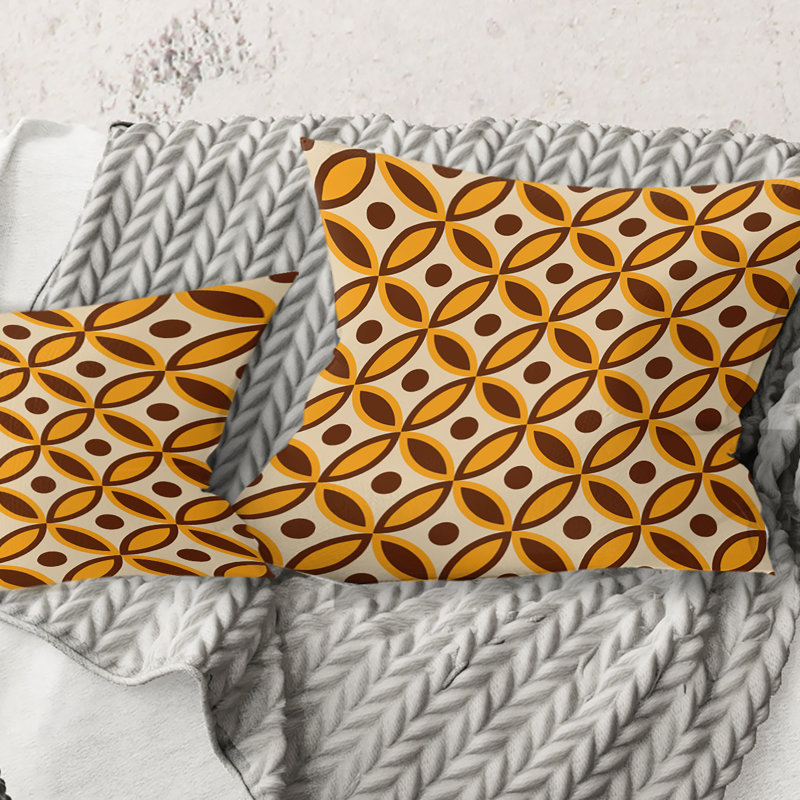 Coussin décoratif rétro à motif rétro V - Mid-Century, 16 po x 1 po