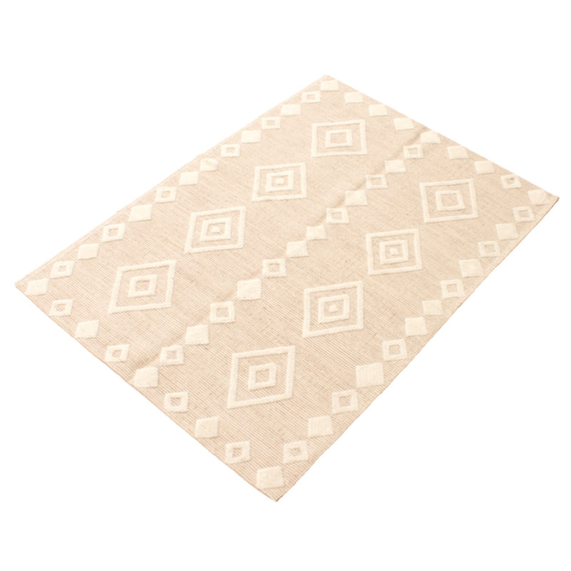 Tapis beige en laine noué à la main de conception unique nouvel âge 5 pi 3 po x 7 pi 5 po Hayyan