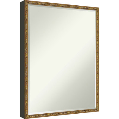 Pearce Bronze Petite Bevel Wood Bathroom Wall Mirror