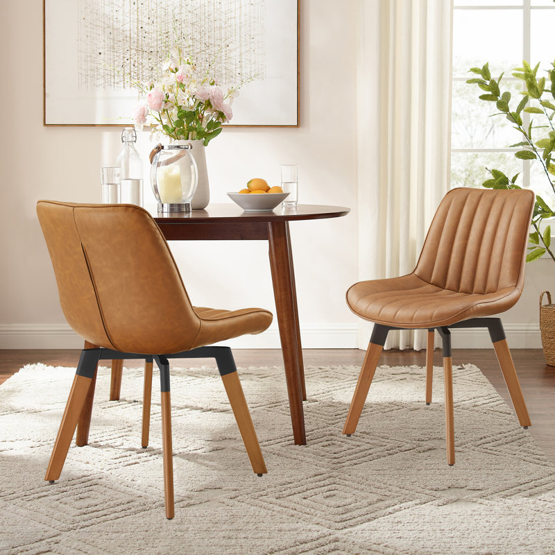 49cm H Tufted Upholstered Side Chair, Red Brown