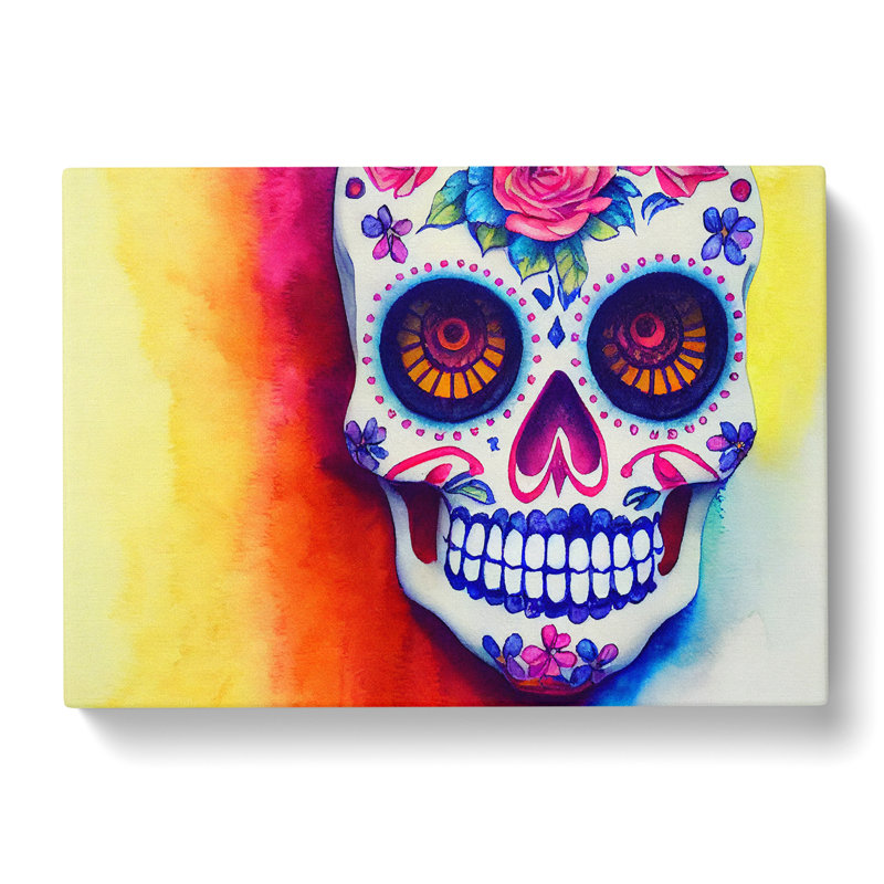 Unbelievable Floral Sugar Skull - Wrapped Canvas, 40cm H x 60cm W x 3cm D