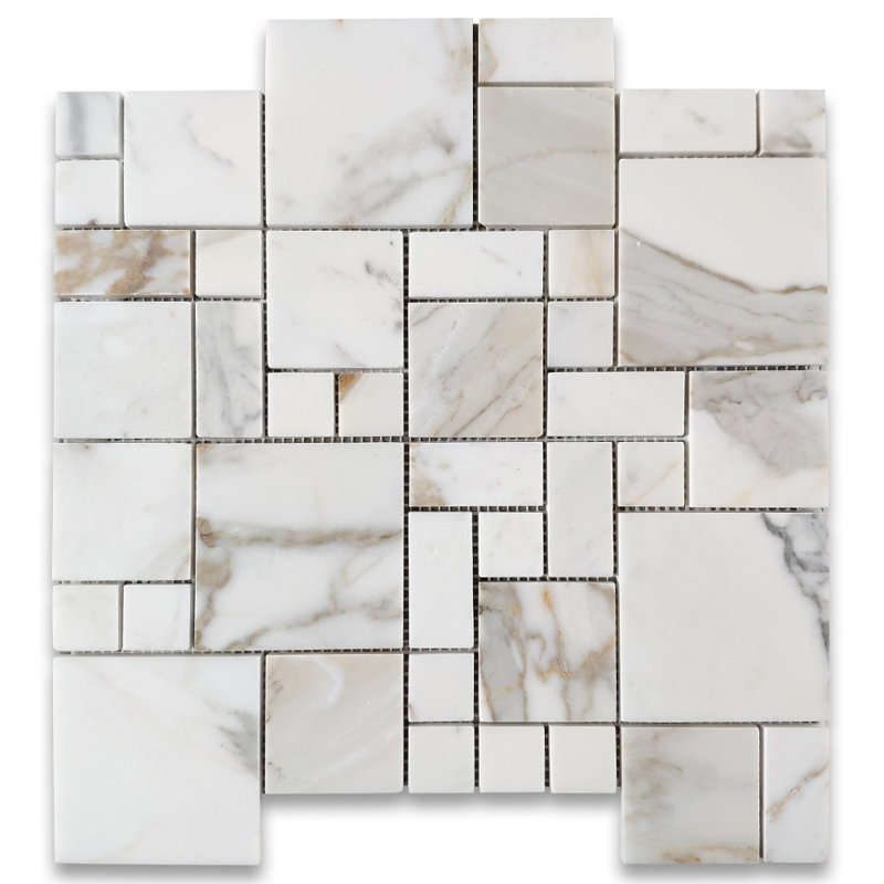 Calacatta 12" x 12" Marble Mosaic Tile, LIght Gray