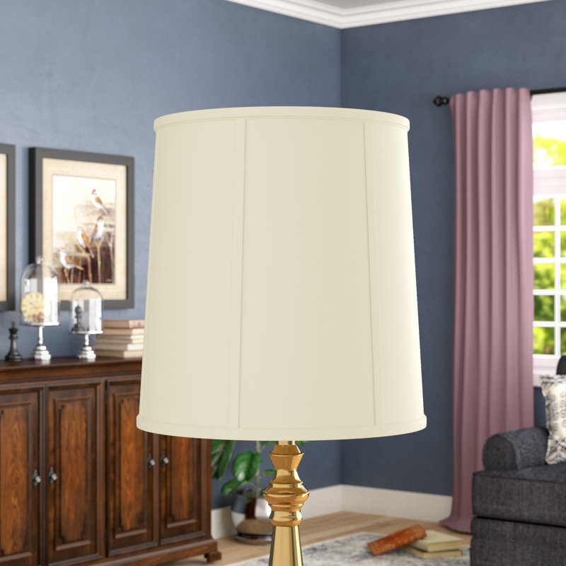 Abat-jour tambour en soie / shantung H 17 po x l 16 po (à visser), Beige