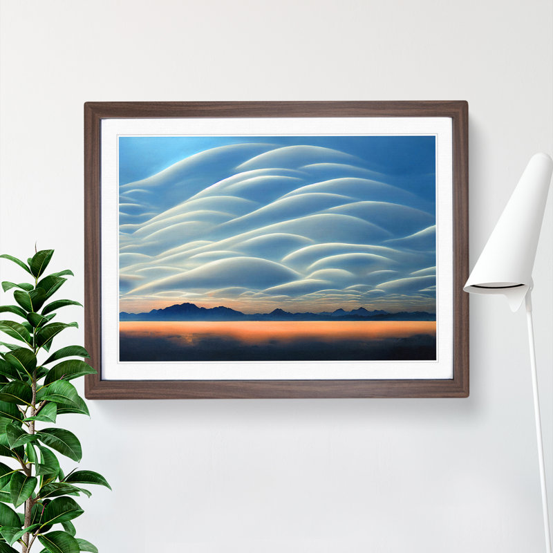 Ravishing Clouds - Single Picture Frame Painting, 25cm H x 34cm W x 2cm D, Walnut Framed