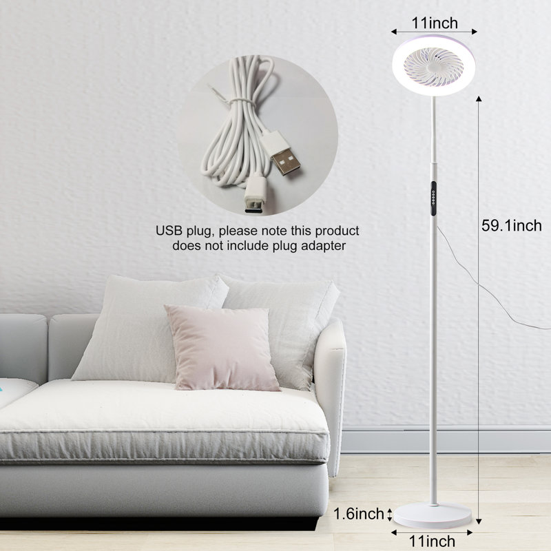 Leira 72.4" Dimmable LED Floor Lamp with Fan USB and Remote