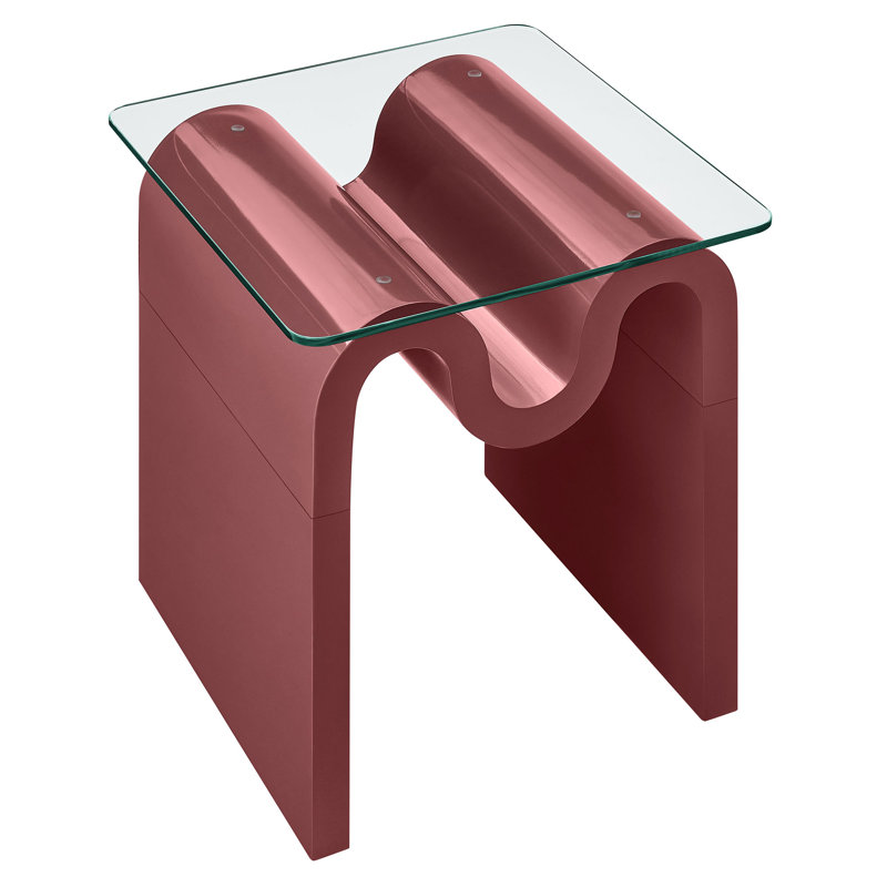 Ondine Glass Top Side Table In Spiced Apple, Spiced Apple