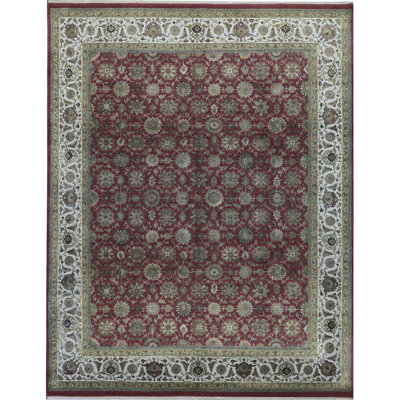 Tapis rouge et crème noué à la main de haute qualité