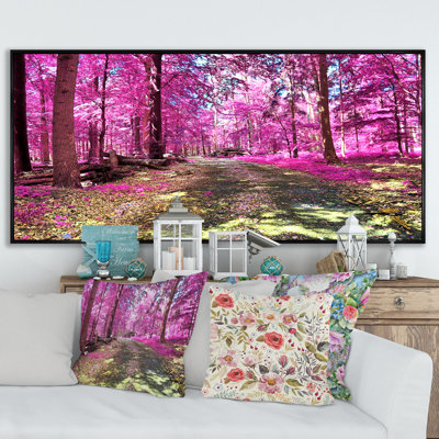 Forêt rose et mauve fantaisie - Photographie sur toile