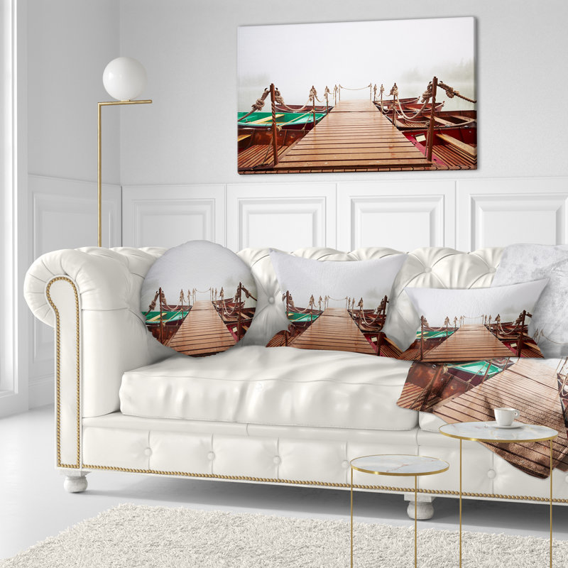 Bateaux dans un brouillard mystérieux - Coussin décoratif imprimé bateaux