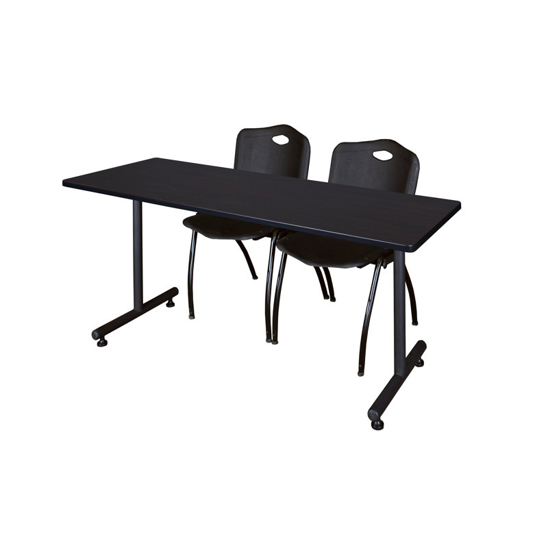 Table de formation en T Nick Nick, chaises empilables 2 M, H 29 po x L 48 po x l 30 po, Noir, Cerisier