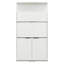 Compact Kitchen Pantry - Buffet haut de 69 po avec huche et poste de travail pliable - Armoire de rangement multifonctionnelle avec tablette réglable et prise de courant pour la salle à manger et le salon, blanc-2110656368