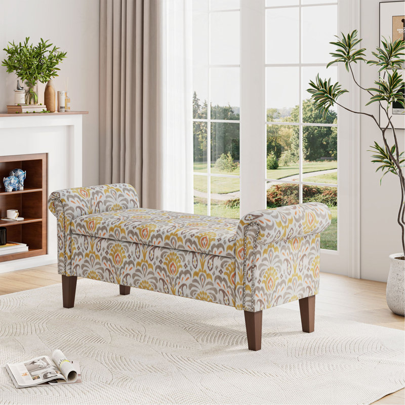 Repose-pieds avec rangement Conrad (SEULEMENT OTTOMAN), Jaune