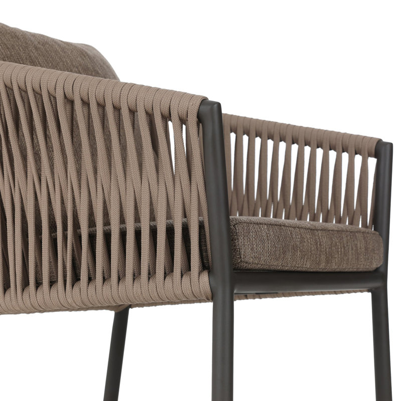 Porto Outdoor Bar Stool, Brown, Black, 26.5"