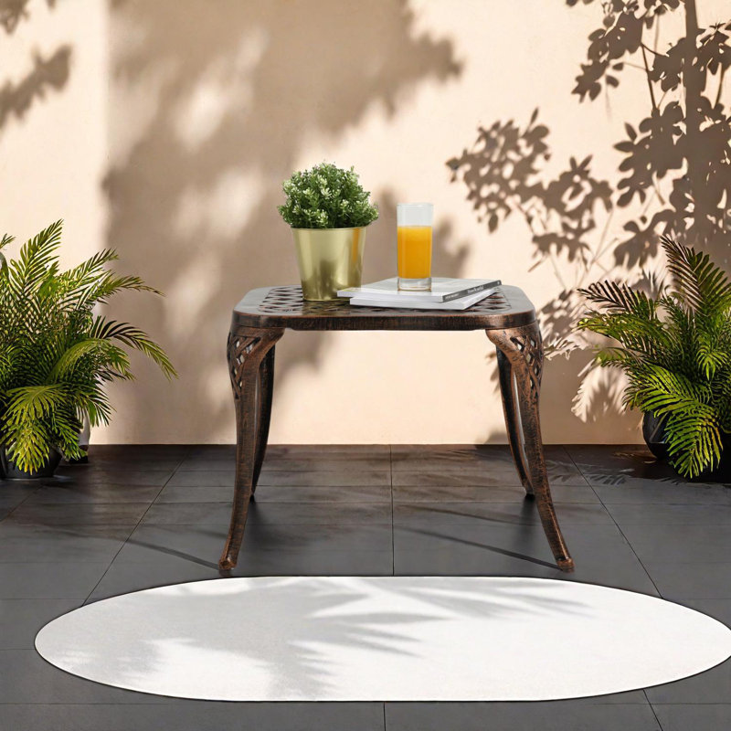 Table de patio d'extérieur avec cadre en aluminium résistant à la rouille, Noir