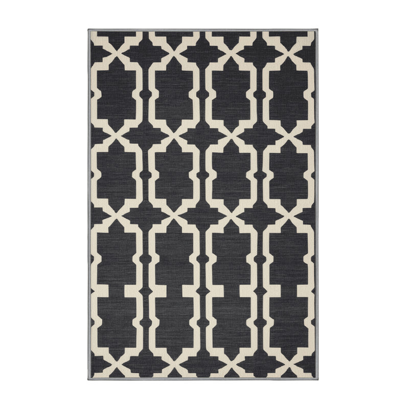 Machine Washable Trellis Gray Area Rug, Rectangle 6 pi x 9 pi