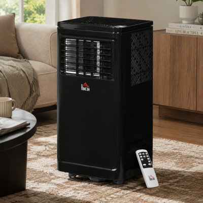 Climatiseur portatif 11,75 "compact en ABS noir, climatiseur 4-en-1 au sol 8 000 BTU avec télécommande et évaporation automatique pour chambre à coucher, petits espaces