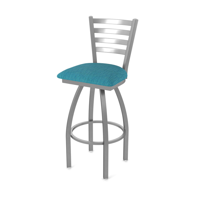 Jackie Swivel Stool, Stainless, Bar Stool (30" Seat Height), Fabric-Graph Tidal