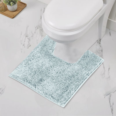Tapis 100% polyester de la collection Better Trends Haven, tapis de toilette en forme de U, envers TPR antidérapant, 20 po x 20 po, doux, absorbant et à séchage rapide, bleu