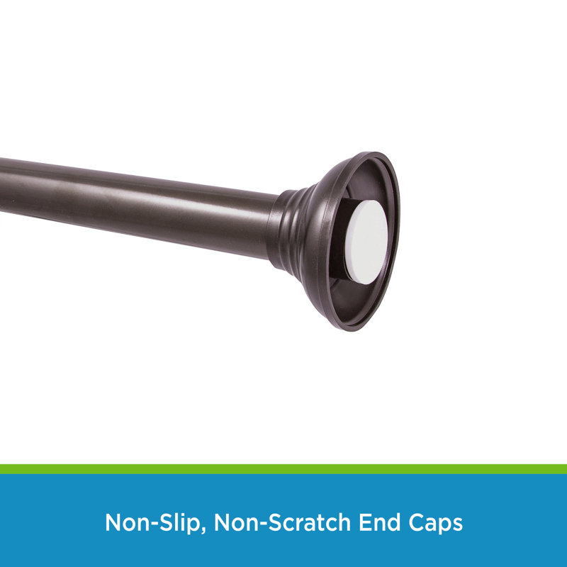 Bronze Adjustable Tension Shower Curtain Rod with Decorative Finials