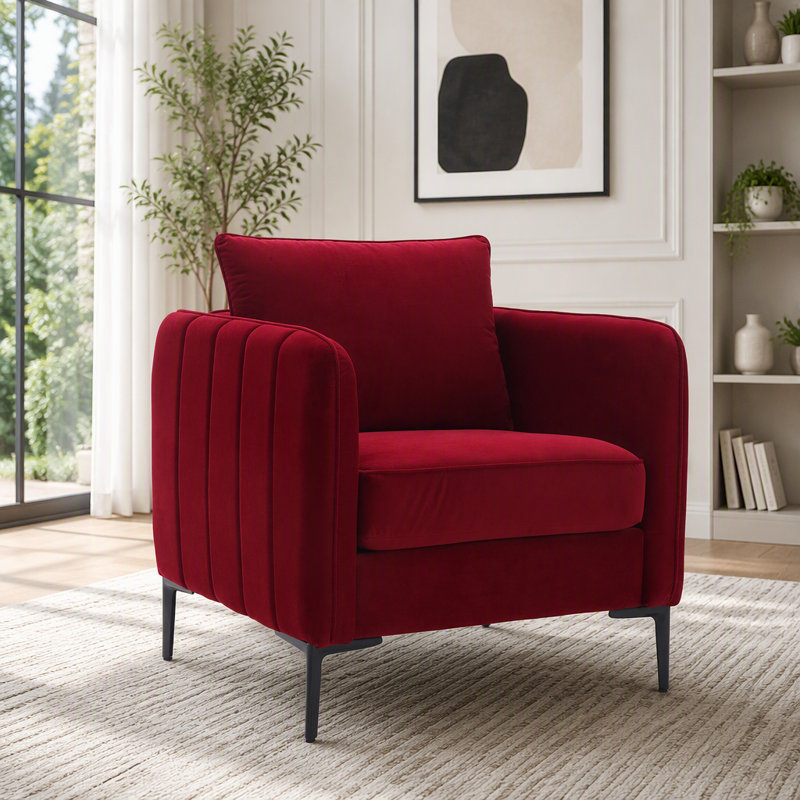 Fauteuil d'appoint en velours, Vin rouge