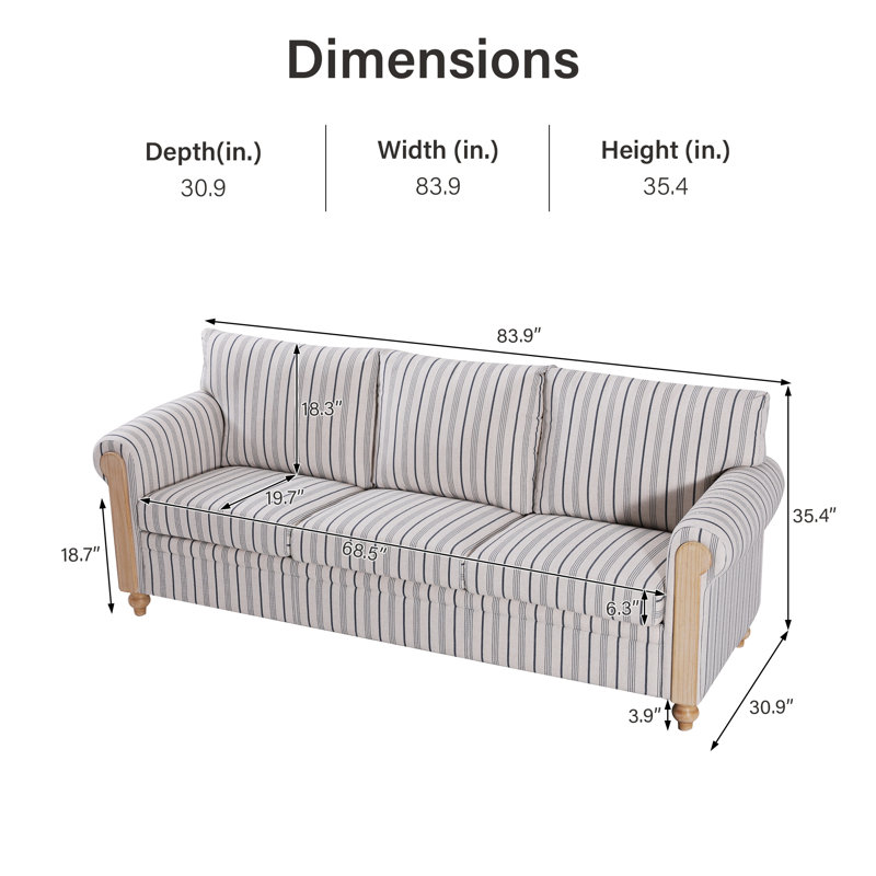 Coastal Blue And White Striped Living Room Sofa Set – Chair & 3-seater Sofa