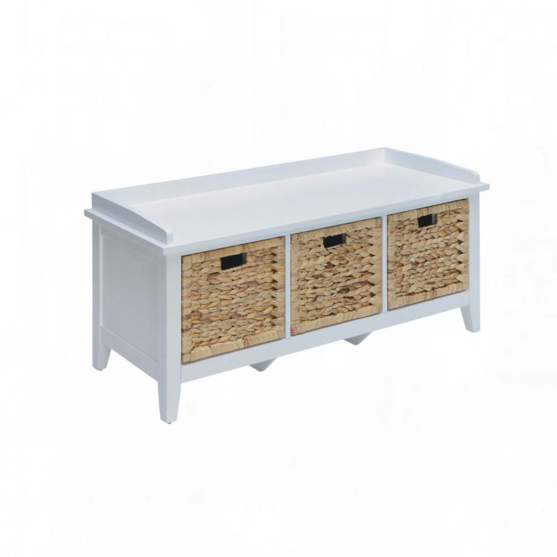 Banc en rotin avec 3 paniers