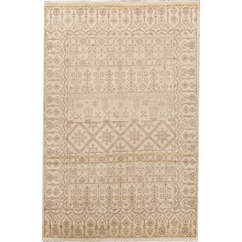 Hand-Knotted High-Quality Beige Area Rug