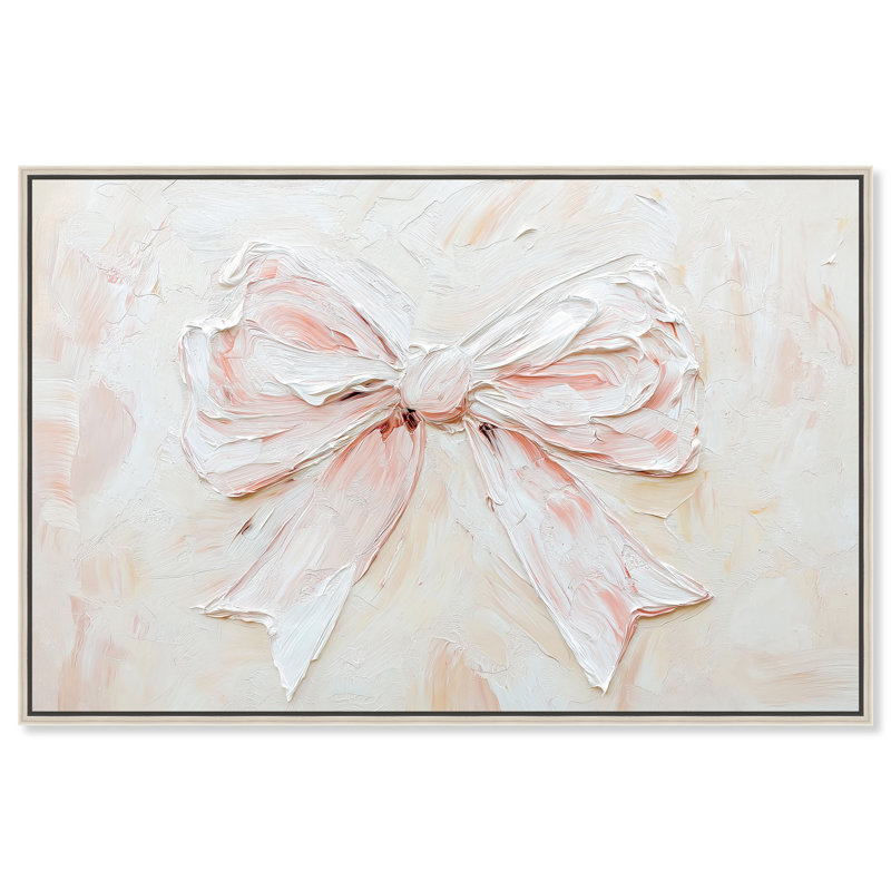 Relief Ribbons Canvas Fashion Wall Art, 31" H x 46" W, Silver Floater Framed