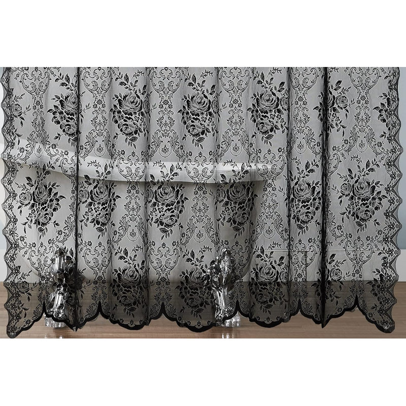 Rideau de douche en dentelle noire Cherrilyn, H 96 po x l 72 po, Noir