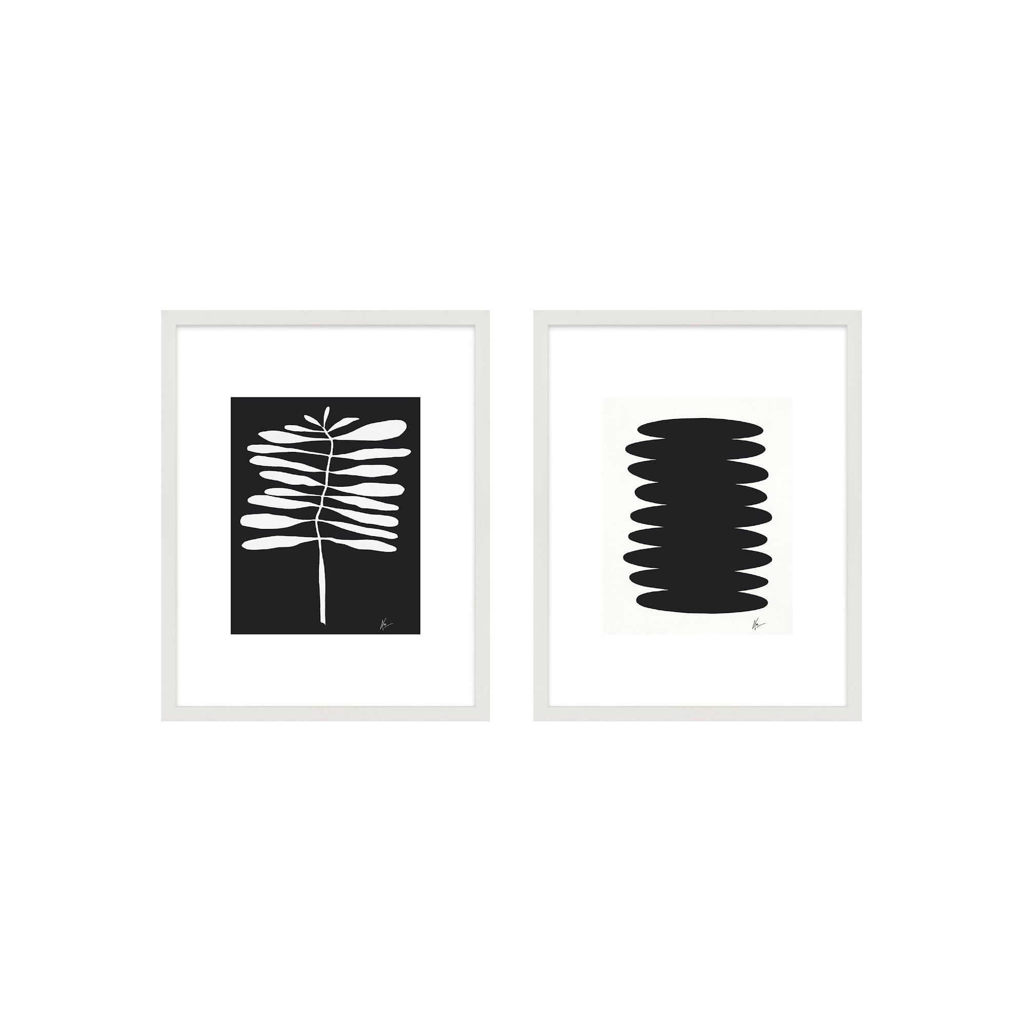 Flora 5&6 by Lee Lessem, 30" H x 48" W x 1.25" D, White Framed