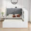Lit de jour avec 2 tiroirs, tablettes de rangement, tête de lit tapissier et plateau de rangement rotatif-1395607923-1395607926