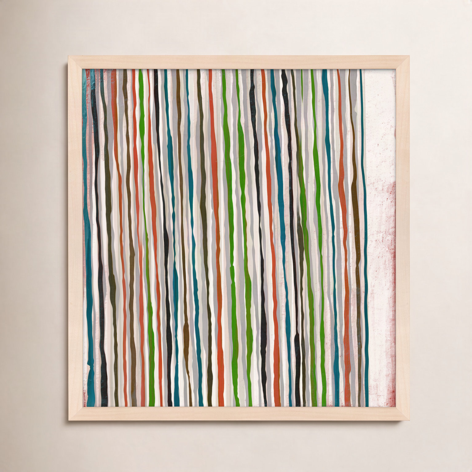 Untitled Linework Print by Marco Marella, Maple Paper Framed, 36" H x 36" W