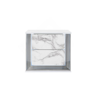 MOON WHITE MARBLE NIGHTSTAND WITH LED
